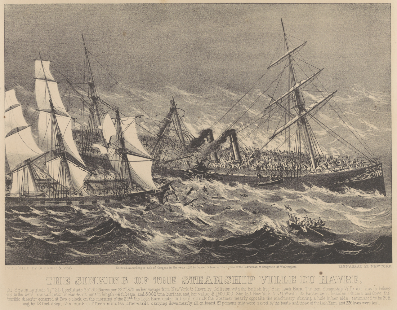 The sinking of the steamship Ville du Havre,